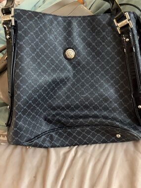 Black Rioni Bucket Shoulder Bag with Gold-Tone Accent